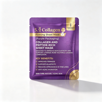 LUMINANCE SKINCARE 5X Collagen & Peptide Sheet Mask | Hydrating & Firming Care for Smoother-Looking Skin