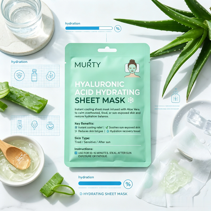 MURTY Aloe Vera & Hyaluronic Acid Sheet Mask | Moisture Boost & Fresh Skin Feel