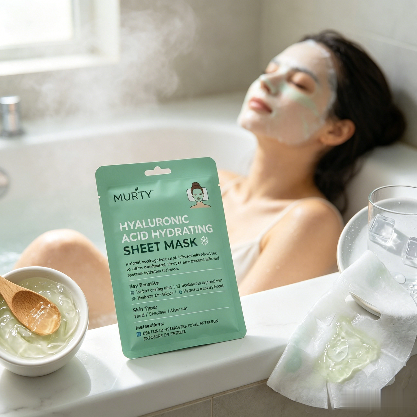 MURTY Aloe Vera & Hyaluronic Acid Sheet Mask | Moisture Boost & Fresh Skin Feel