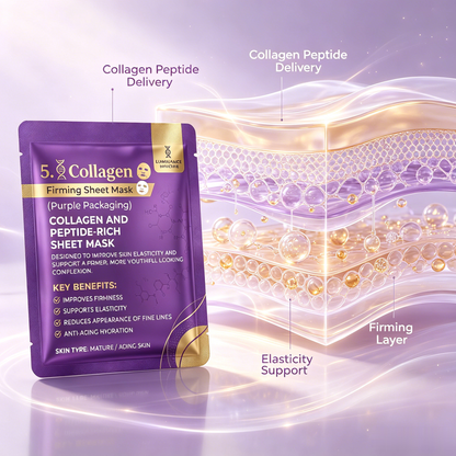 LUMINANCE SKINCARE 5X Collagen & Peptide Sheet Mask | Hydrating & Firming Care for Smoother-Looking Skin