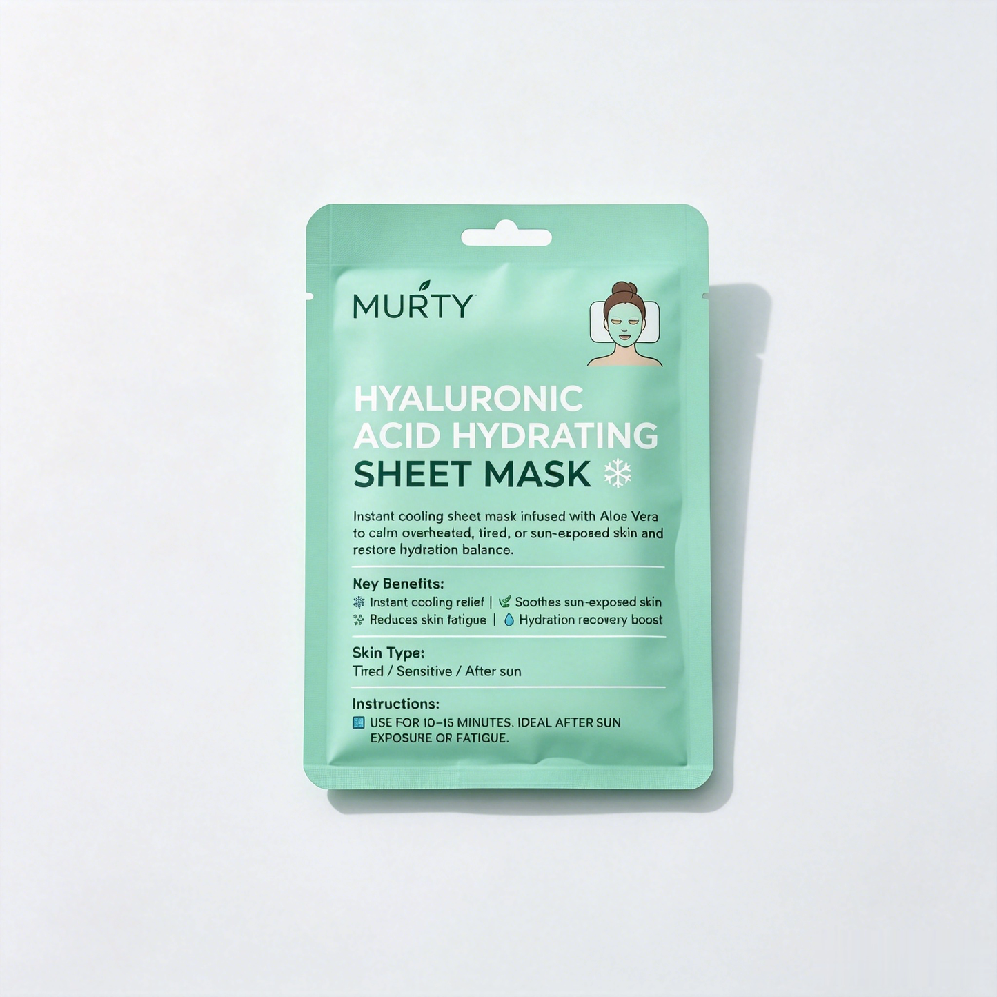 MURTY Aloe Vera & Hyaluronic Acid Sheet Mask | Moisture Boost & Fresh Skin Feel